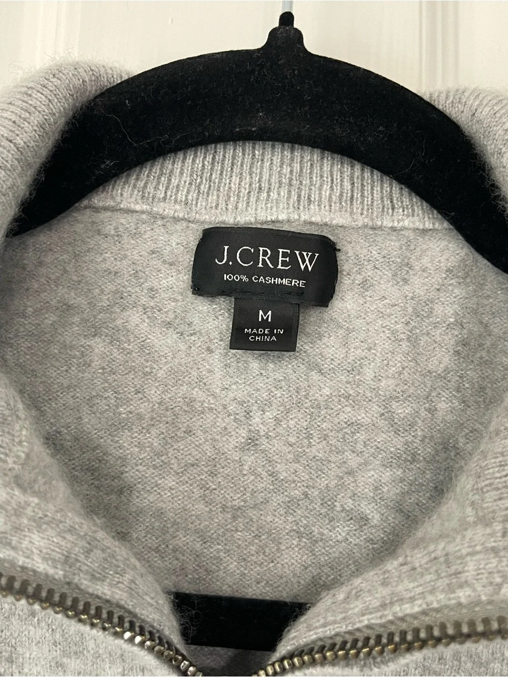 J.Crew 100% Cashmere half-zip Gray sweater Size Medium